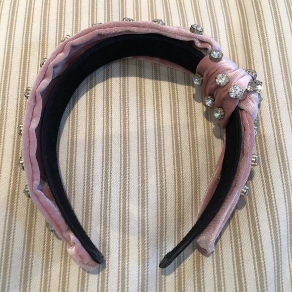 Pink Velvet Sparkly Studded Headband - Picture 5 of 7